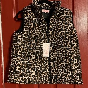 leopard print puffer vest